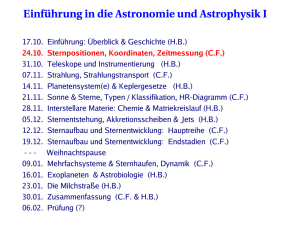 Einführung in die Astronomie und Astrophysik I