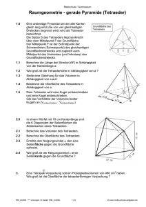 Raumgeometrie - gerade Pyramide (Tetraeder) - Mathe