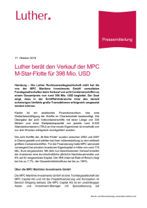 Luther berät den Verkauf der MPC M-Star