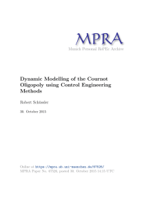 Dynamic Modelling of the Cournot Oligopoly using Control