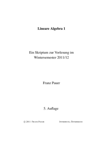 Lineare Algebra 1 Ein Skriptum zur Vorlesung im Wintersemester