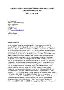Nationale Referenzzentrale für Escherichia coli einschließlich