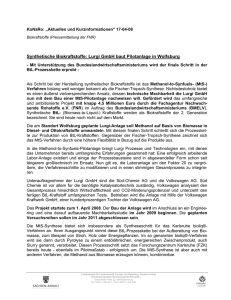 Synthetische Biokraftstoffe: Lurgi GmbH baut - Sachsen