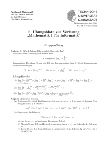 6. Übungsblatt zur Vorlesung Mathematik I für Informatik