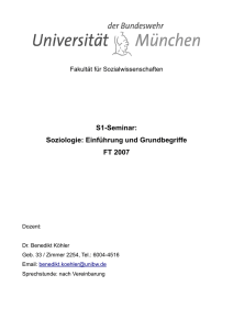 S1-Seminar: Soziologie: Einführung und Grundbegriffe FT 2007