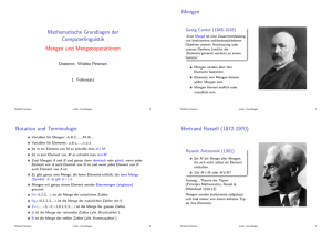 Mathematische Grundlagen der Computerlinguistik Mengen und