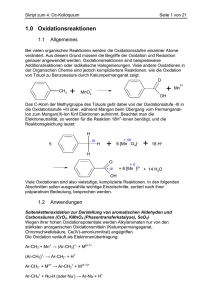 1.0 Oxidationsreaktionen