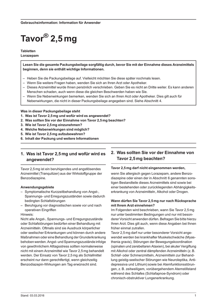 tavor 1 0 mg tabletten lorazepam