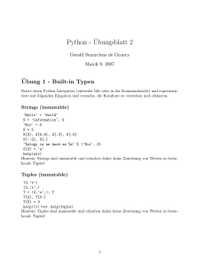 Python -¨Ubungsblatt 2 - Gerald Senarclens de Grancy