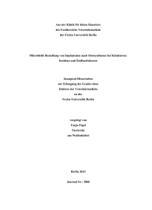 Aus der Klinik f&uuml;r kleine Haustiere des Fachbereichs