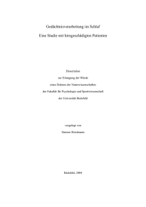 Gedächtnisverarbeitung im Schlaf Eine Studie mit hirngeschädigten