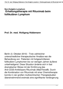 Prof. Dr. med. Wolfgang Hiddemann: Non-Hodgkin