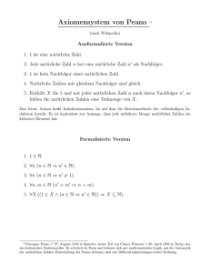 Axiomensystem von Peano - math.uni