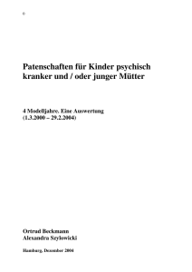 Patenschaften f&uuml;r Kinder psychisch kranker und/oder junger M&uuml;tter