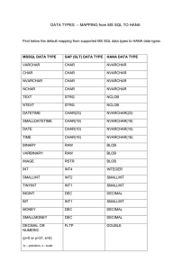 DATA TYPES – MAPPING from MS SQL TO HANA