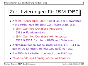 Zertifizierungen für IBM DB2 - Abteilung Datenbanken Leipzig