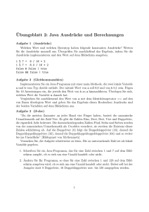 ¨Ubungsblatt 2: Java Ausdrücke und Berechnungen
