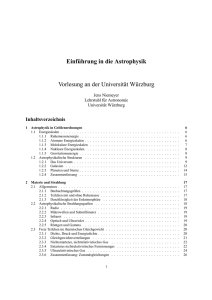 Einf¨uhrung in die Astrophysik Vorlesung an der Universität W¨urzburg