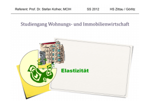 Studiengang Wohnungs‐ und Immobilienwirtschaft Elastizität