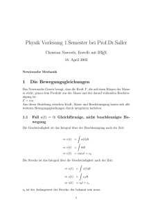 Physik Vorlesung 1.Semester bei Prof.Dr.Saller