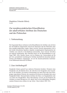 Zur morphosyntaktischen Klassifikation der adadverbialen Attribute