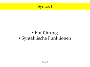 Einführung Syntaktische Funktionen