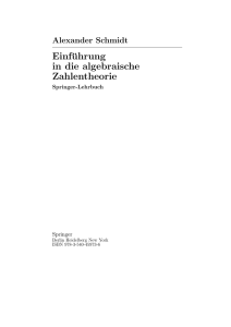 Einführung in die algebraische Zahlentheorie