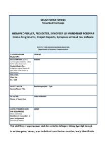 HJEMMEOPGAVER, PROJEKTER, SYNOPSER U