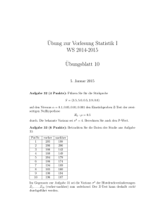 ¨Ubung zur Vorlesung Statistik I WS 2014