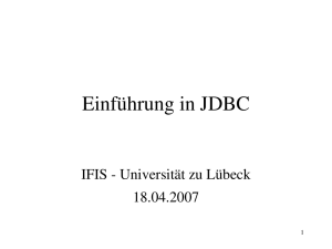 JDBC - IFIS Uni Lübeck - Universität zu Lübeck