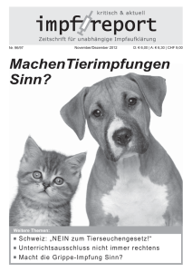 impf-report Nr. 96/97, Nov./Dez. 2012: Machen Tierimpfungen Sinn?
