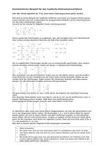 Kommentiertes Beispiel für das Gaußsche Eliminationsverfahren