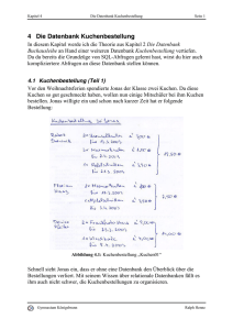 Die Datenbank Kuchenbestellung