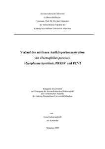 Verlauf der mittleren Antikörperkonzentration von Haemophilus