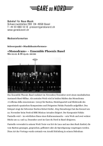 Monodram» – Ensemble Phoenix Basel