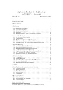 Kurzskript zur Algebraischen Topologie II (Ko)Homologie im WS