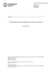 Wahrnehmungen der Schöpfung im Neuen Testament