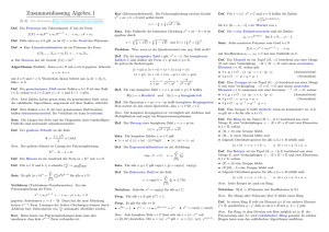 Algebra 1 - Tim Baumann