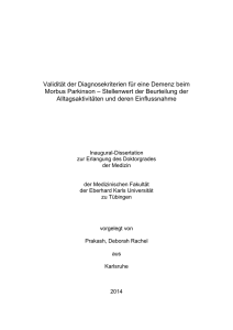 Validität der Diagnosekriterien für eine Demenz beim Morbus