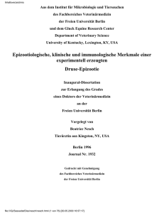 Epizootiologische, klinische und immunologische Merkmale einer