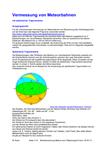 Bahnberechnung Meteor aus 2 MessungenV3