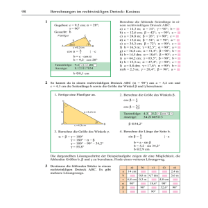 98 Berechnungen im rechtwinkligen Dreieck: Kosinus 1