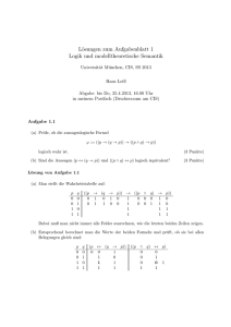 Lösungen zum Aufgabenblatt 1 Logik und modelltheoretische