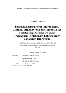 Plasmakonzentrationen von Prolaktin, Cortisol