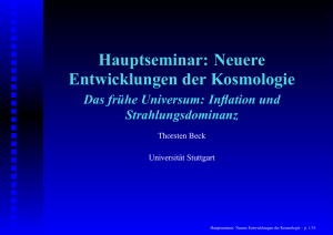 Hauptseminar: Neuere Entwicklungen der Kosmologie