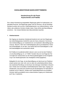 Handreichung für die Praxis – Asylsuchende und Praktika