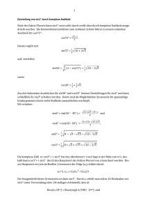 1 Darstellung von sin1° durch komplexe Radikale Nach der Galois