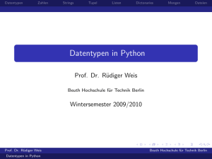 Datentypen in Python - Beuth Hochschule für Technik Berlin