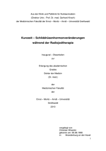 Schilddrüsenhormonveränderungen während der Radiojodtherapie