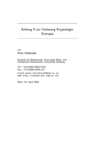 Anhang II zur Vorlesung Kryptologie: Entropie